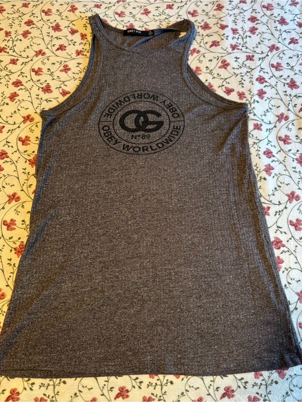 Obey Ribbed tank top with Logo